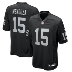 Las Vegas Style Stealth Black & Silver Football Jersey (Mendoza)