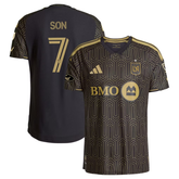 Black & Gold Geometric Performance Football Jersey – Premium Soccer Shirt (Son Heung-Min LAFC)