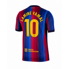 Barcelona Blue & Red Striped Performance Football Jersey with Yellow Trim – (Yamal)