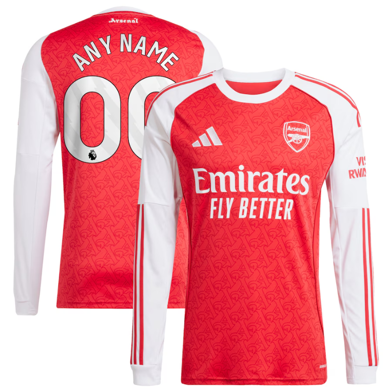 Arsenal 2025/26 Home Long Sleeve Custom Jersey - Red