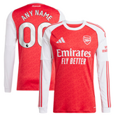 Arsenal 2025/26 Home Long Sleeve Custom Jersey - Red