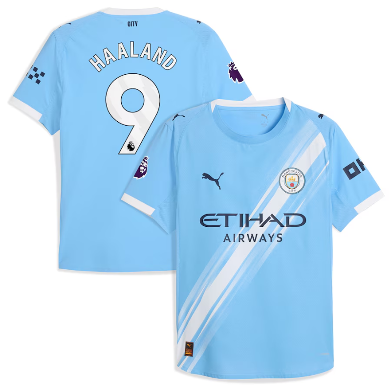 Erling Haaland Manchester City Puma Youth 2025/26 Home Player Jersey - Sky Blue Puma