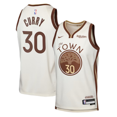 Golden State Warriors The Town Cream & Brown Basketball Jersey (Curry)