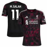 Liverpool Style Black & Burgundy Checkered Soccer Jersey (Salah)