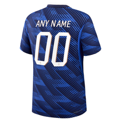France Men's Premium Blue Textured Stripe Football Shirt – Slim Fit Pro-Style Matchday Performance Top