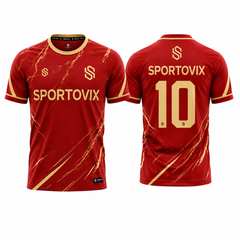 Men's Premium Red and Gold Marble Pattern Football Shirt – Slim Fit Pro-Style Matchday Performance Top