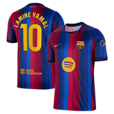 Barcelona Blue & Red Striped Performance Football Jersey with Yellow Trim – (Yamal)