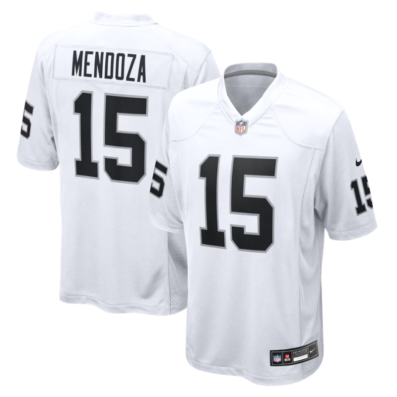 Las Vegas Style White & Black Football Jersey (Mendoza)