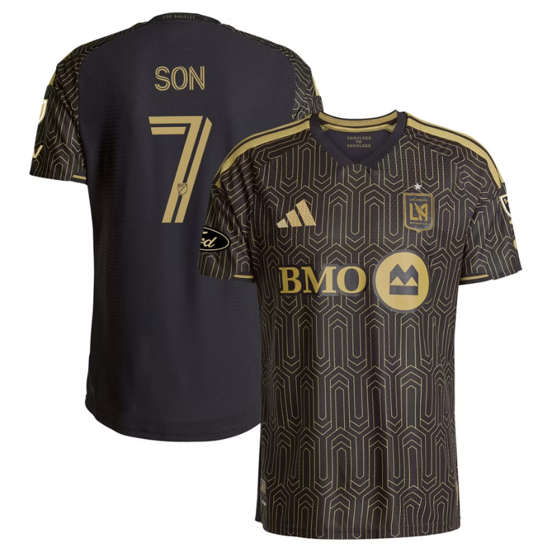Black & Gold Geometric Performance Football Jersey – Premium Soccer Shirt (Son Heung-Min LAFC)
