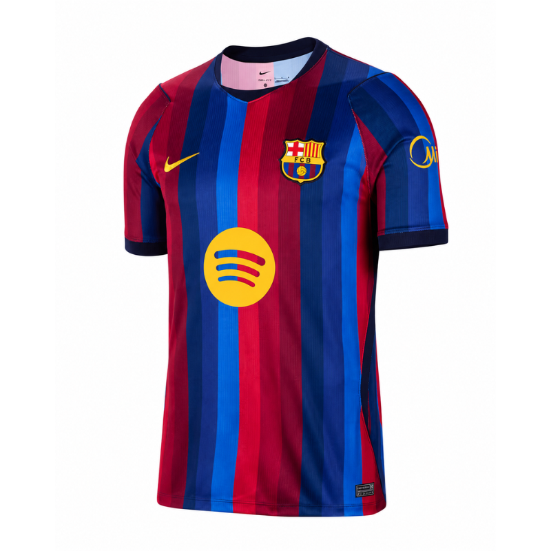 Barcelona Blue & Red Striped Performance Football Jersey with Yellow Trim – (Yamal)