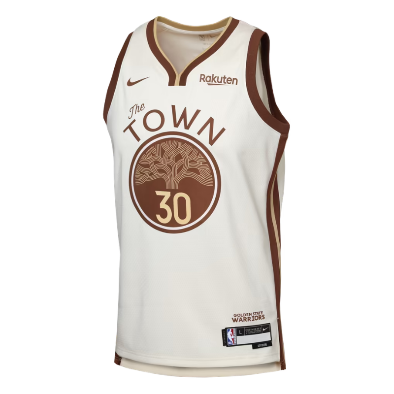 Golden State Warriors The Town Cream & Brown Basketball Jersey (Curry)