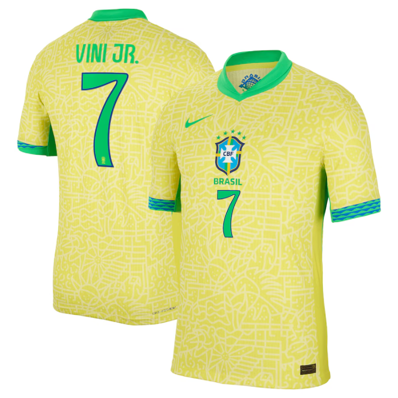 Vini Jr. Brazil National Team 2024 Home Jersey - Yellow -