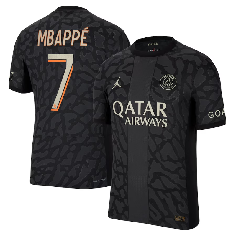 Jordan Brand Kylian Mbappe Paris Saint-Germain Anthracite 2023/24 Third Match Player Jersey Brand