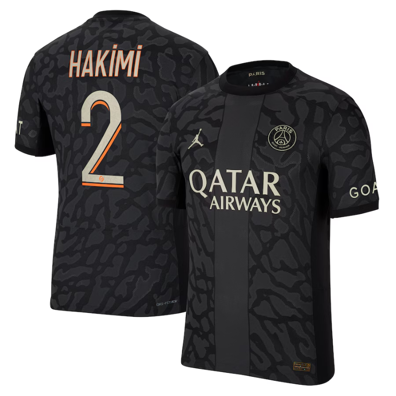 Jordan Brand Achraf Hakimi Paris Saint-Germain Anthracite 2023/24 Third Match Player Jersey Brand