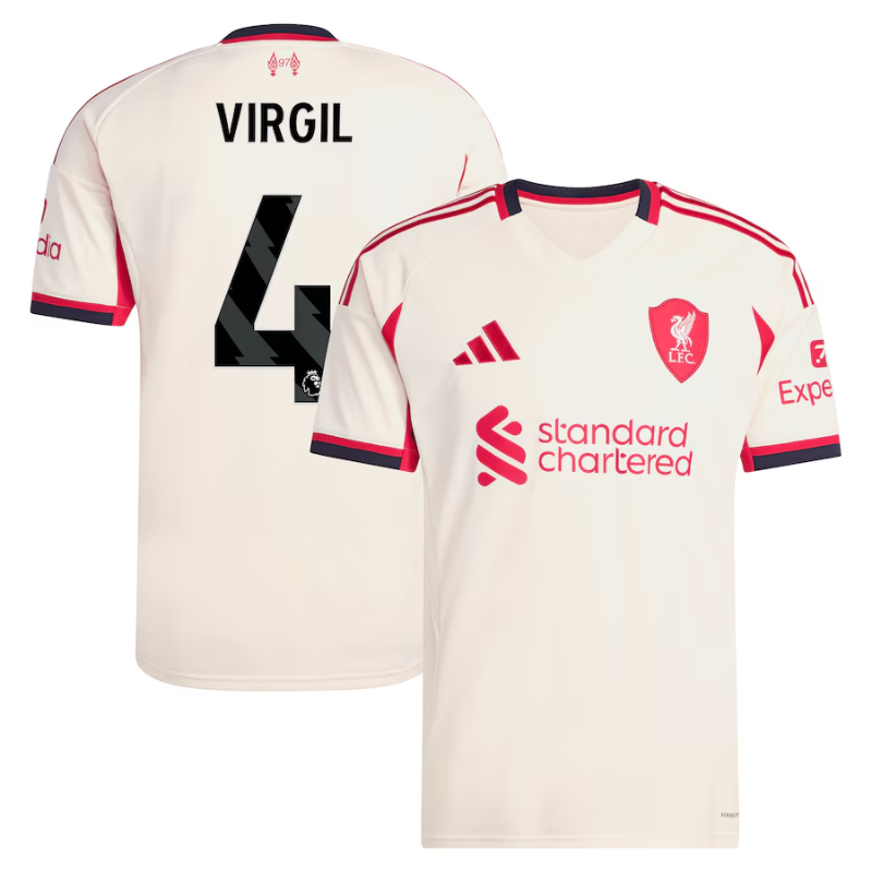 Virgil van Dijk Liverpool 2025/26 Away Player Jersey - White