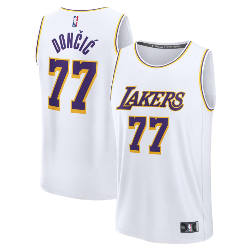 Los Angeles Lakers White & Purple Fastbreak Basketball Jersey (Dončić)