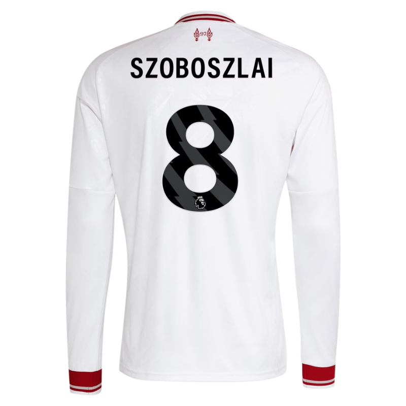 Jersey Long-Sleeve White & Red Retro-Style Football Shirt (Szoboszlai)