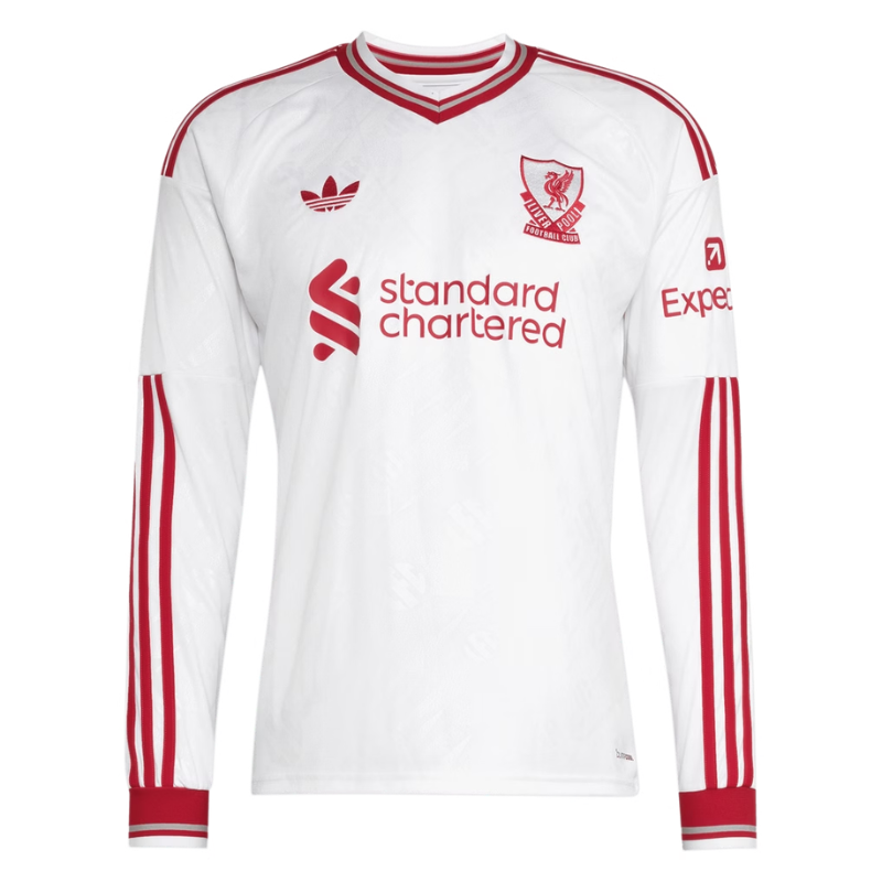 Jersey Long-Sleeve White & Red Retro-Style Football Shirt (Szoboszlai)