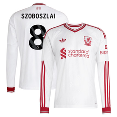 Jersey Long-Sleeve White & Red Retro-Style Football Shirt (Szoboszlai)