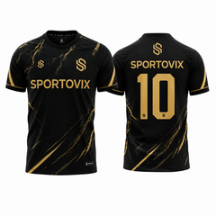 Men's Premium Black and Gold Marble Pattern Football Shirt – Slim Fit Pro-Style Matchday Performance Top