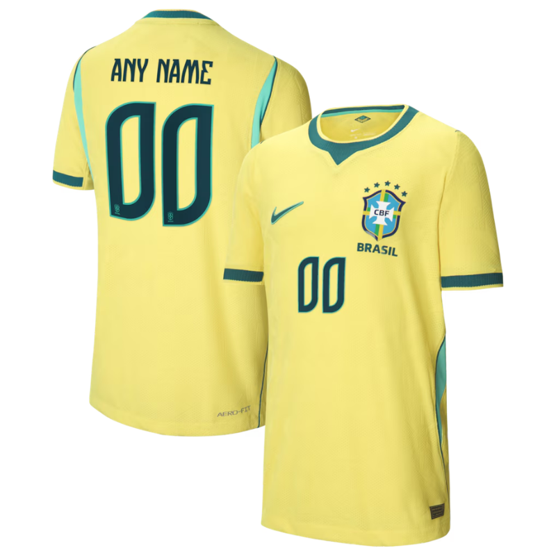 Brazil Men's Premium Bright Yellow Custom Football Shirt – Slim Fit Pro-Style Matchday Performance Top