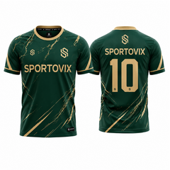 Men's Premium Dark Green and Gold Marble Pattern Football Shirt – Slim Fit Pro-Style Matchday Performance Top