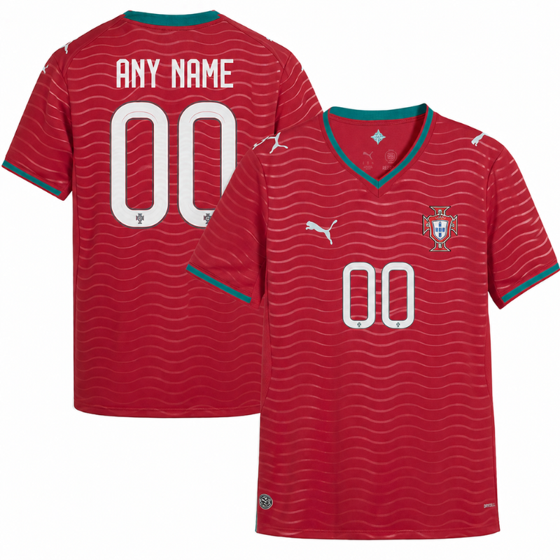 Portugal Men's Premium Deep Red Sublimated Wave Football Shirt – Slim Fit Pro-Style Matchday Performance Top
