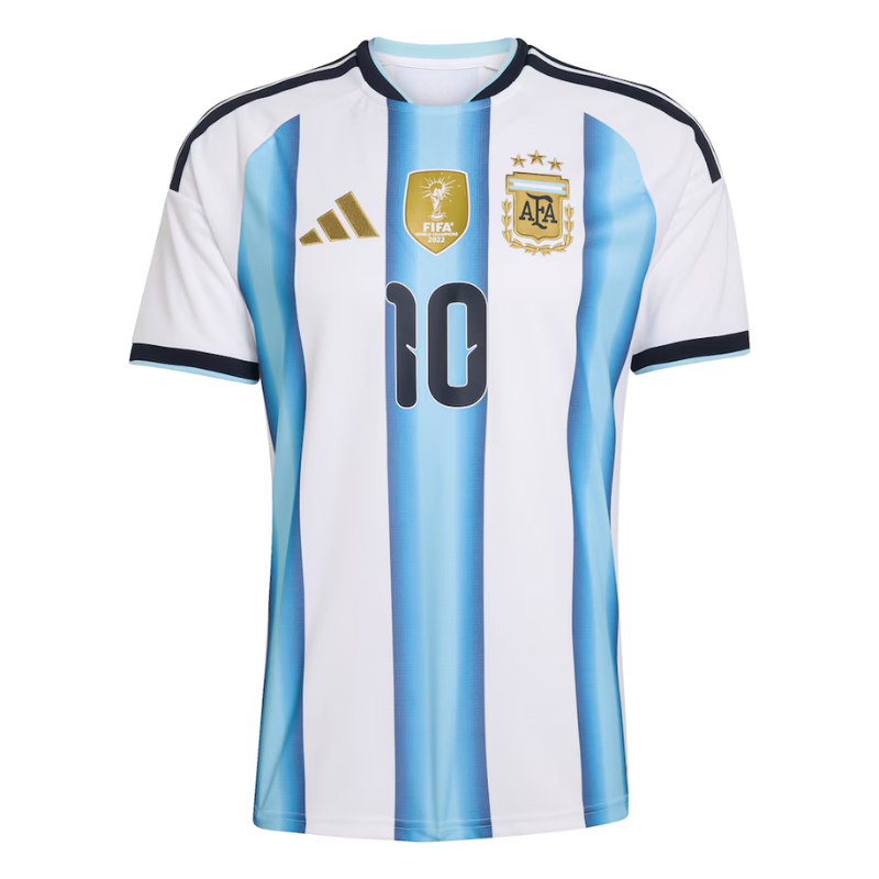 Men's Premium Light Blue and White Striped Football Shirt – Slim Fit Pro-Style Matchday Performance Top (Lionel Messi)