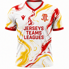 Men's Premium Orange and Red Marble Pattern Football Shirt – Slim Fit Pro-Style Matchday Performance Top