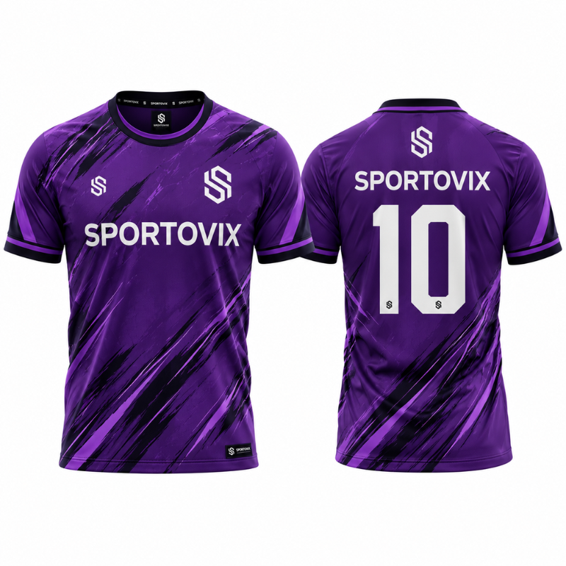 Men's Premium Purple Abstract Brushstroke Football Shirt – Slim Fit Pro-Style Matchday Top