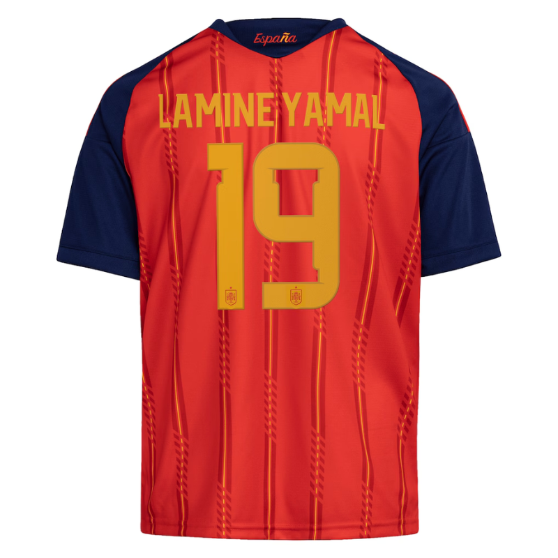 Men's Premium Red and Navy Custom Football Shirt – Slim Fit Pro-Style Matchday Performance Top (Lamine Yamal)