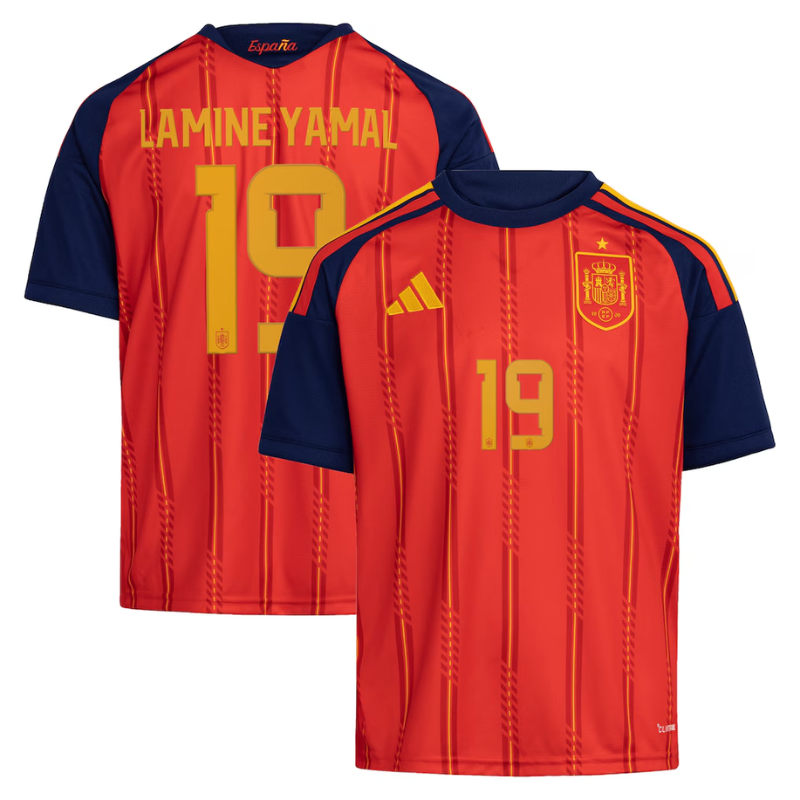 Men's Premium Red and Navy Custom Football Shirt – Slim Fit Pro-Style Matchday Performance Top (Lamine Yamal)