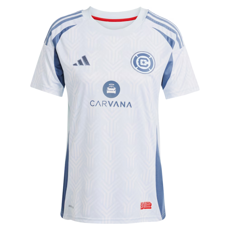 Jersey White and Light Blue Geometric Football Shirt – Slim Fit Pro-Style Matchday Performance Top (Lewandowski)