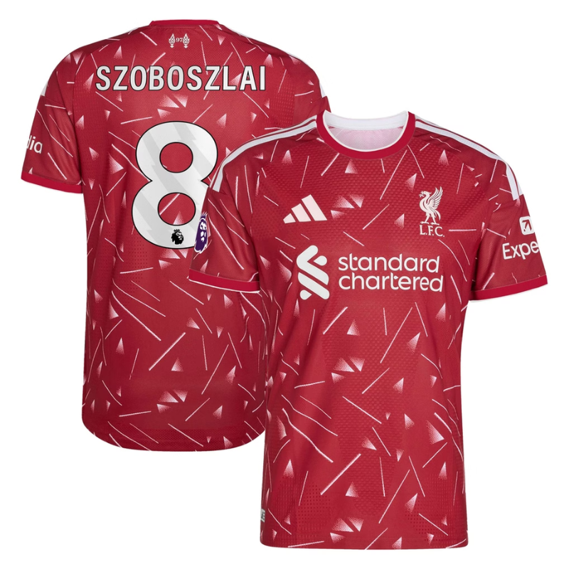 Liverpool Red Geometric Print Football Shirt (Szoboszlai )