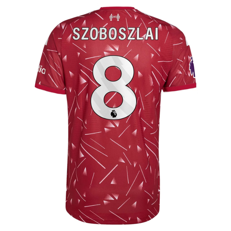 Liverpool Red Geometric Print Football Shirt (Szoboszlai )