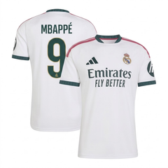 Jersey White, Dark Green and Pink Trim Football Shirt (Mbappé)