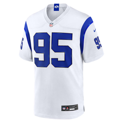 Los Angeles Style White & Royal Blue Football Jersey (Garrett)