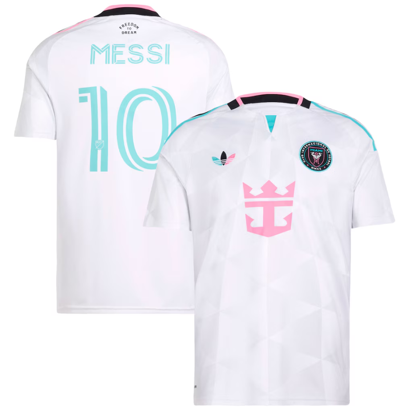 Miami White, Pink & Cyan Performance Football Jersey – Premium Soccer Shirt (Messi)