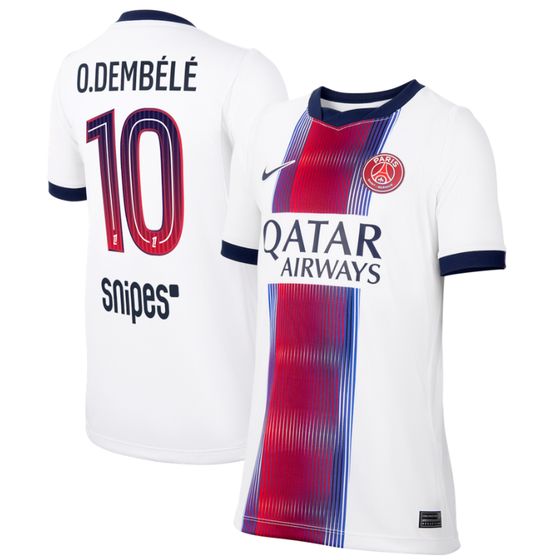 ""Paris Style White, Red & Navy Soccer Jersey (Dembélé)""